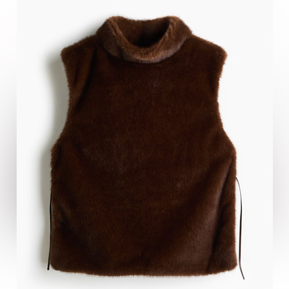 H&M brown Faux Fur Vest- great condition